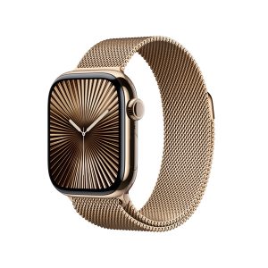Apple Watch S10 GPS + Cellular 42mm / Titanio Gold / Banda Gold Milanese Loop