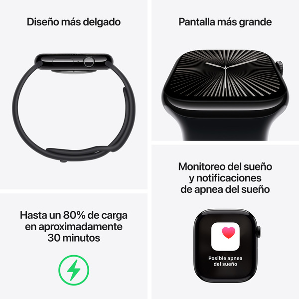 Apple Watch S10 GPS + Cellular 42mm / Aluminio Jet Black / Banda Ink Sport Loop - Imagen 3