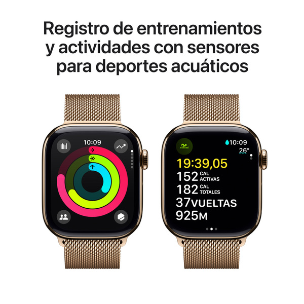 Apple Watch S10 GPS + Cellular 42mm / Titanio Gold / Banda Gold Milanese Loop - Imagen 4