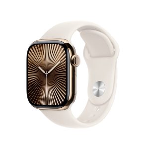 Apple Watch S10 GPS + Cellular 42mm / Titanio Gold / Banda Blanco Estrella Sport