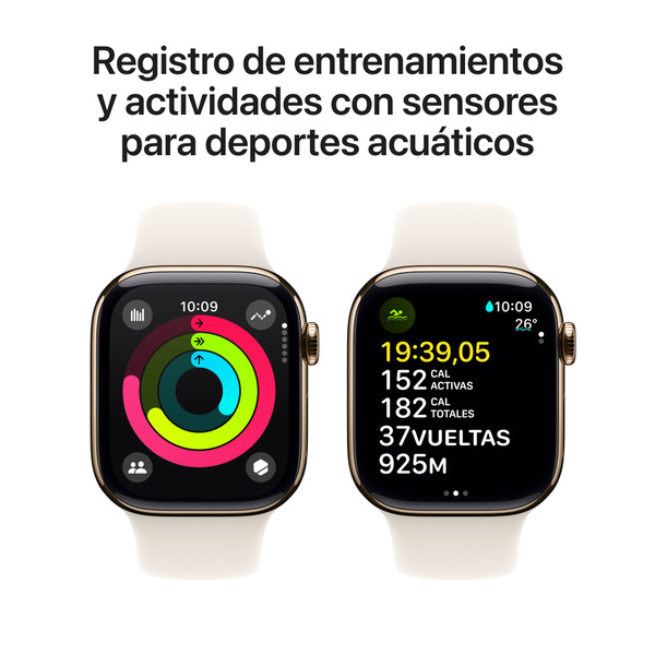 Apple Watch S10 GPS + Cellular 42mm / Titanio Gold / Banda Blanco Estrella Sport - Imagen 4